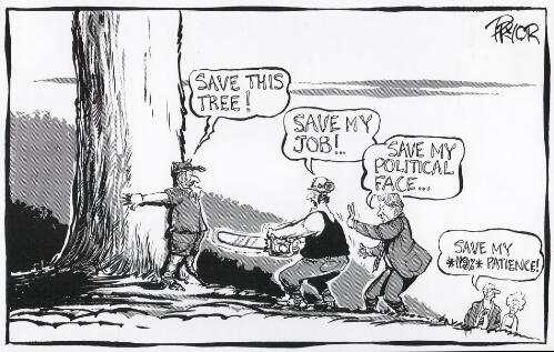 "Save this tree!" [Logging industry] [picture] / Pryor