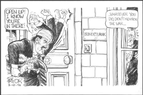 "Open up! - I know you're in there!" [John Cleese knocking on the door of the Bundesbank] [picture] / Pryor