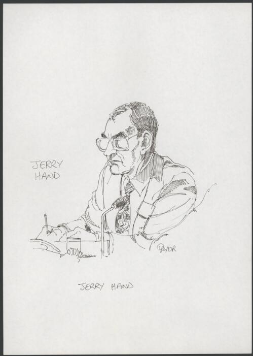 Jerry Hand [Gerry Hand at the Australian Labor Party Conference, Hobart, 1991] [picture] / Pryor