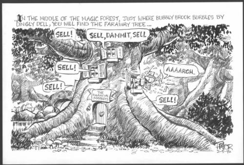 In the middle of the Magic Forest, just where Bubbly Brook burbles by Dingly Dell, you will find the Faraway Tree [Stock brokers selling stock in the financial markets] [picture] / Pryor