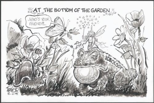 At the bottom of the garden [ACT Greens fairy sitting on an ideology toad] [picture] / Pryor