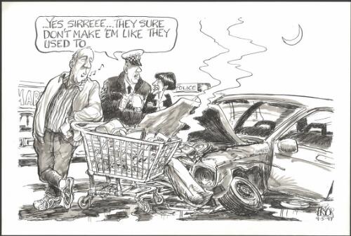 Yes, sirreee - They sure don't make 'em like they use to - Kate Carnell's car accident, 1997 [picture] / Pryor