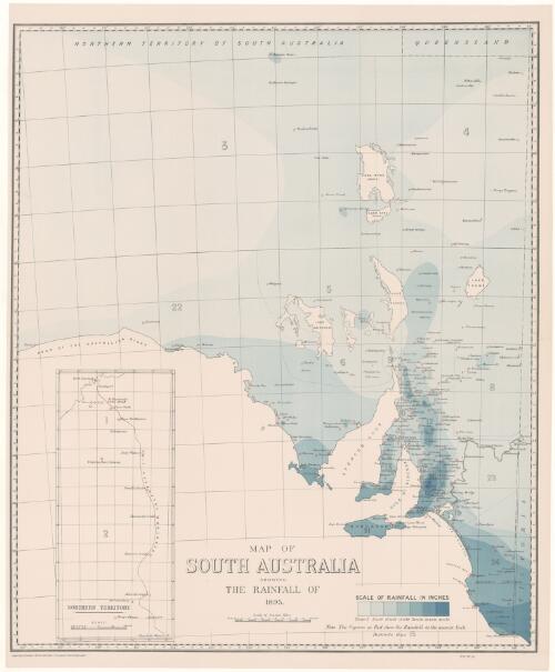 Map of South Australia showing the rainfall of 1895 / Surveyor General's Office Adelaide ; A. Vaughan, photo-lithographer