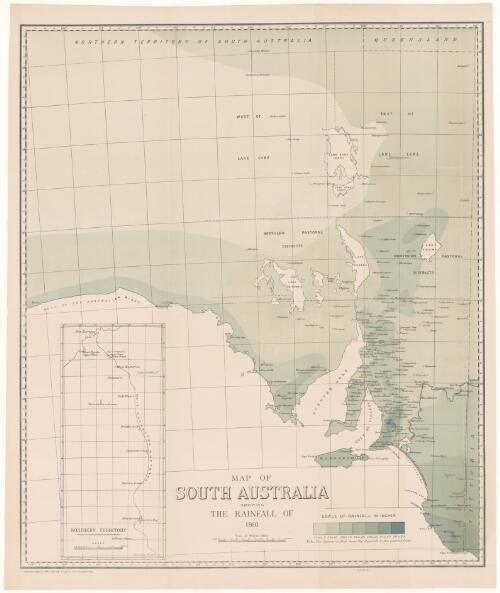 Map of South Australia showing the rainfall of 1891 / Surveyor General's Office Adelaide ; A. Vaughan, photo-lithographer