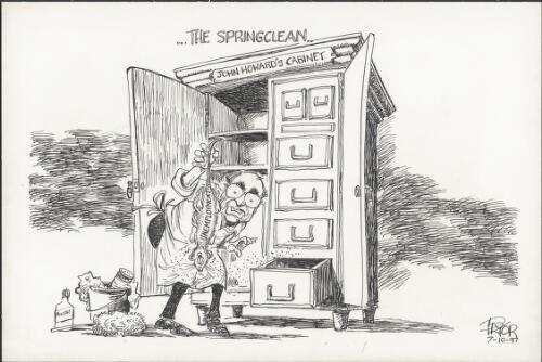 The springclean - John Howard cleaning out his political cabinet, 1997 [picture] / Pryor