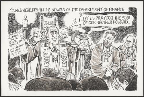 "Let us pray for the soul of our brother Howard"--John Fahey, Minister for Finance and Administration, in clerical mode addressing a congregation, 2000 [picture] / Pryor