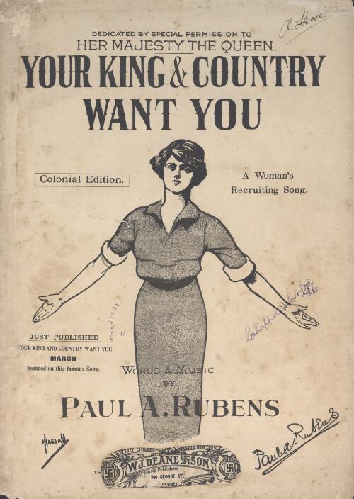 Your King & country want you : a woman's recruiting song / words & music by Paul A. Rubens