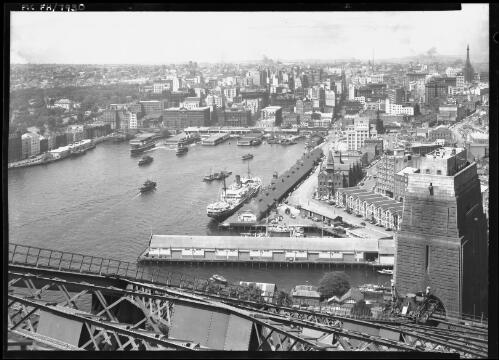 [Circular Quay from on top of the Sydney Harbour Bridge, Sydney, 1] [picture] / [Frank Hurley]