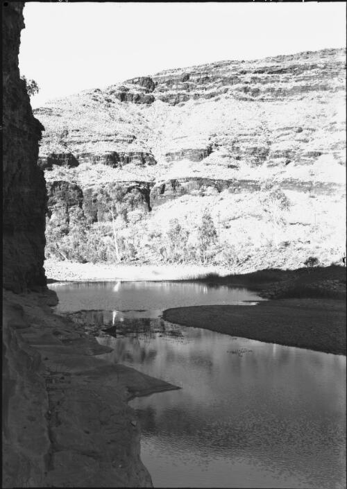 Typical sheer cliff and pool [Wittenoom Gorge, Western Australia] [picture] / [Frank Hurley]