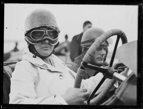 Mrs J. A. S. Jones and passenger in a race car at the Gerringong Motor Races, New South Wales, 10 May 1930 [picture]