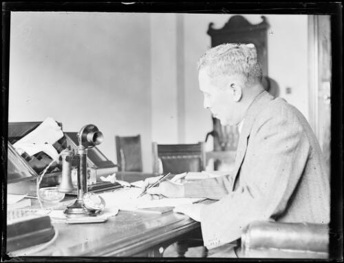 Mr J.B. Chifley at his desk, New South Wales, 5 January 1932, 2 [picture]