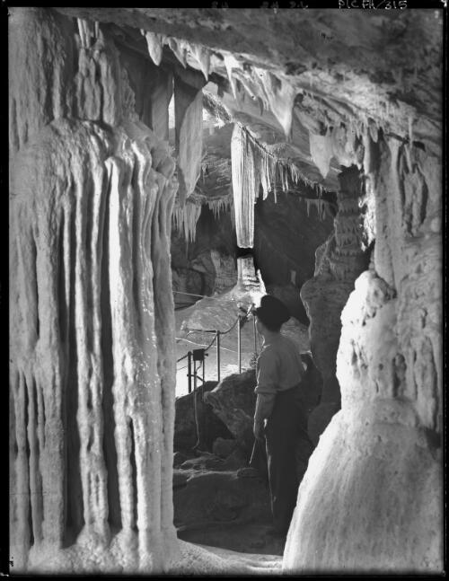 The Broken Column in the Lucas Cave, Jenolan Caves, New South Wales, 1 [picture] / Frank Hurley