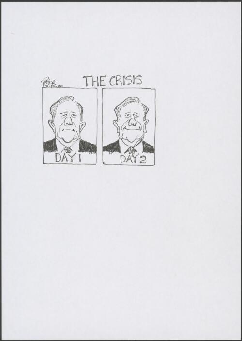 The crisis - Peter Costello shown smiling, 2000 [picture] / Pryor