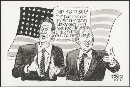 "This has to stop!"--Al Gore and George W. Bush, 2000 [picture] / Pryor