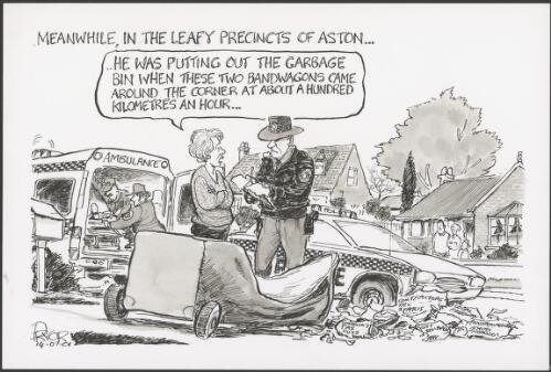 "Meanwhile in the leafy precincts of Aston"- 2001 [picture] / Pryor