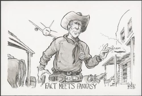 Fact meets fantasy - sheriff George W. Bush drawing his gun, 2001 [picture] / Pryor