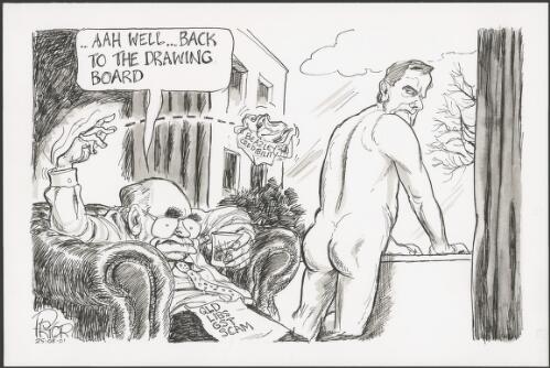 "Aah well - back to the drawing board" - John Howard and Peter Costello, 2001 [picture] / Pryor
