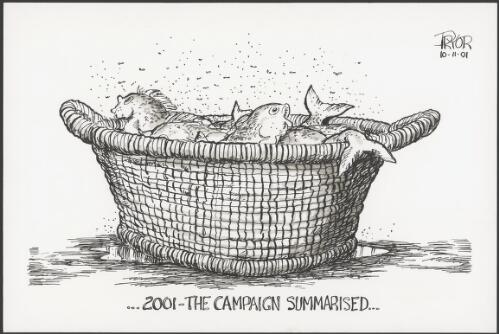 The 2001 Federal election campaign summarised as a basket of rotting fish [picture] / Pryor