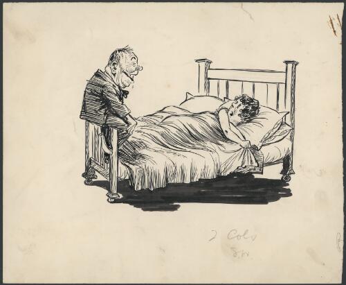 Gentleman perched on the end of a woman's bed [picture] / Cecil Hartt