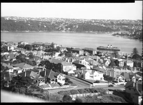 Manly, Sydney Harbour, ferry, houses from a hill, Sydney, New South Wales, 1 [picture] / Frank Hurley