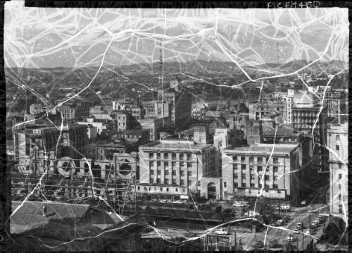 [Panorama of Brisbane, panel including tower and Arnotts Famous Biscuits sign] [picture] : [Brisbane, Queensland] / [Frank Hurley]