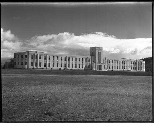 High School (front) [Canberra High School, Acton, ca. 1938] [picture] : [Canberra, Australian Capital Territory] / [Frank Hurley]