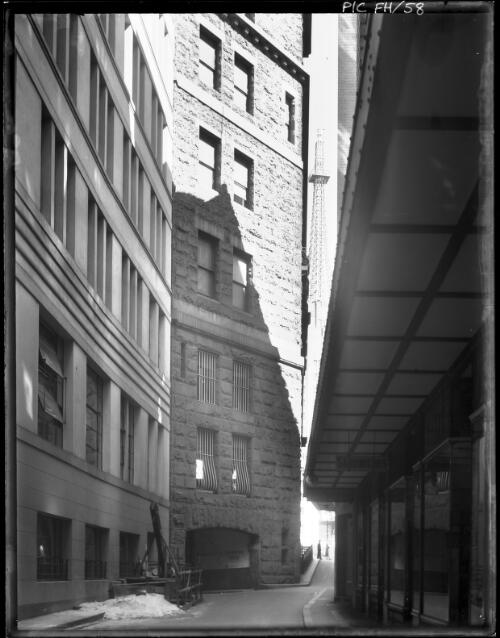 [Angel Place, old and new buildings and AWA Tower, Sydney] [picture] : [Sydney buildings, New South Wales] / [Frank Hurley]