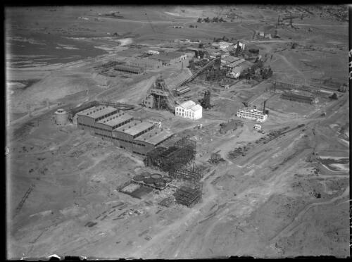 Aerial, N[or]th Mill in construction [view of Broken Hill mine] [picture] : [Broken Hill, New South Wales] / [Frank Hurley]