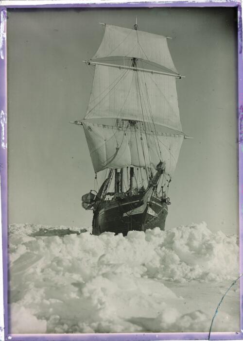 In the pride of her youth [the Endurance breasting the Antarctic ice-packs at the outset of the Shackleton expedition, 1914-1916, 2] [picture] / [Frank Hurley]