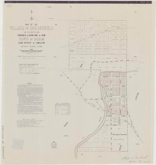 Map of the village of Camberwell and suburban lands [cartographic material] : Parishes of Auckland & Vane, County of Durham, Land District of Singleton, Patrick Plains Shire / compiled, drawn & printed at the Department of Lands, Sydney, N.S.W