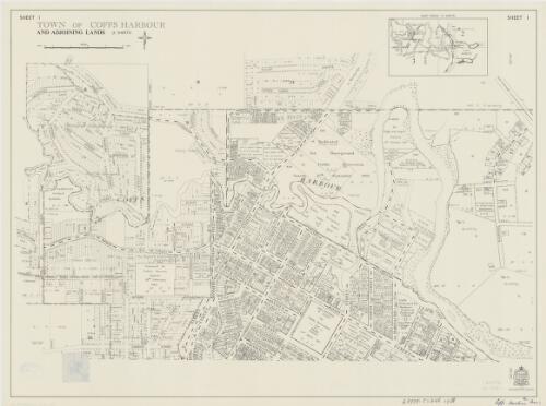 Town of Coffs Harbour and adjoining lands [cartographic material] : Parish - Coff Bonville, Counties - Fitzroy Raleigh, Land District - Bellingen, Shire - Coffs Harbour : within Division - Eastern N.S.W., Pastures Protection District - Grafton