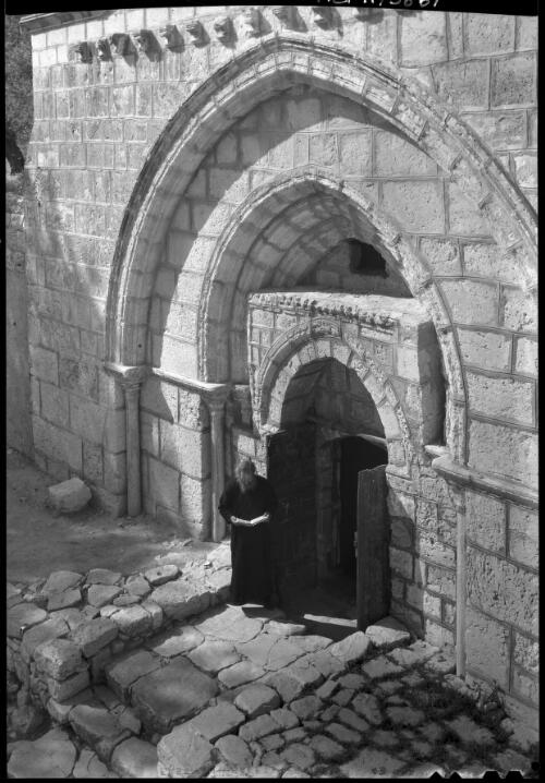 Entrance to the Tomb of the Virgin, Jerusalem [picture] / [Frank Hurley]