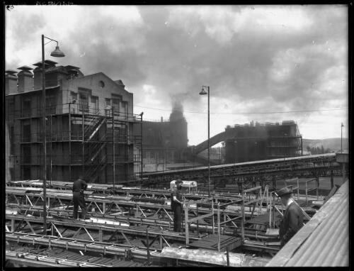 Briquette Factory with launders in fg [Yallourn, Victoria, December 1947] [picture] : [State Electricity Commission of Victoria] / [Frank Hurley]