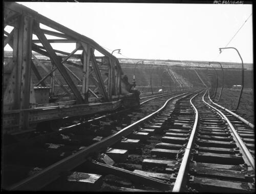 Track shifters[?] side view [open cut coal mine, Yallourn, Victoria, December 1947] [picture] : [State Electricity Commission of Victoria] / [Frank Hurley]