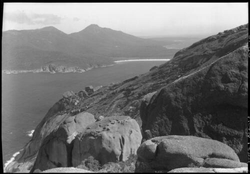 Wineglass Bay from Baldy [picture] : [Coles Bay, Tasmania] / [Frank Hurley]
