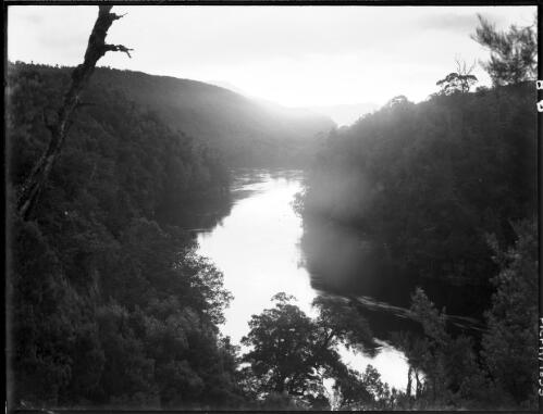Gordon R, sunset, horizontal [picture] : [Gordon River, Tasmania] / [Frank Hurley]