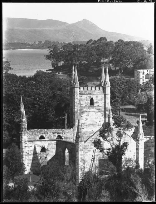 Church & view from Scorpion Hill [picture] : [Port Arthur, Tasmania] / [Frank Hurley]
