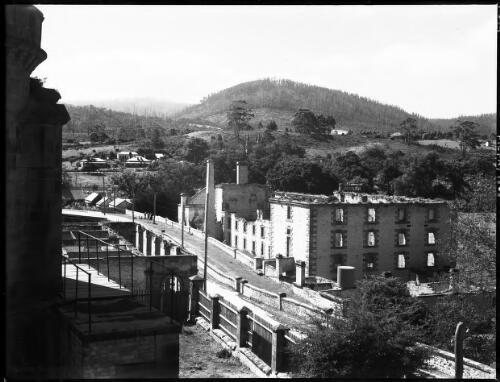 General view from near Watchtower looking to Penitentiary, with Watchtower in corner [1] [picture] : [Port Arthur, Tasmania] / [Frank Hurley]