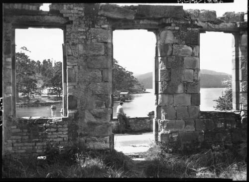 Looking across Port Arthur from windows, Commandant's office [picture] : [Port Arthur, Tasmania] / [Frank Hurley]