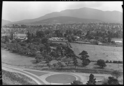 View of Domain from pylon of Bridge [1] [picture] : [Hobart, Tasmania] / [Frank Hurley]