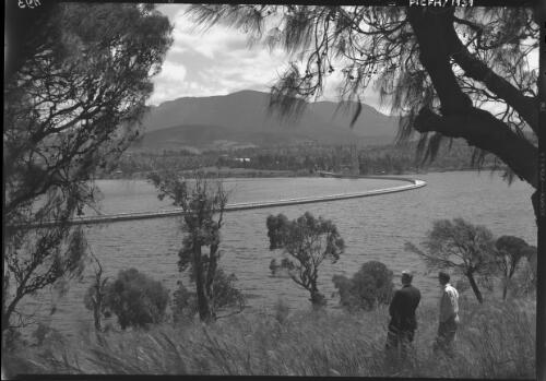 Bridge, (with S & son in FG) [ie. foreground] [picture] : [Hobart, Tasmania] / [Frank Hurley]