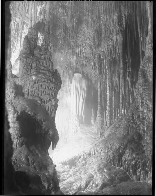 In Cathedral Cave [picture] : [Hastings Caves, Tasmania] / [Frank Hurley]