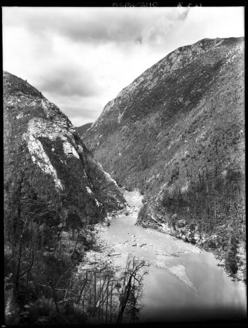 King R [King River] Gorge, vertical [picture] : [Queenstown, Tasmania] / [Frank Hurley]