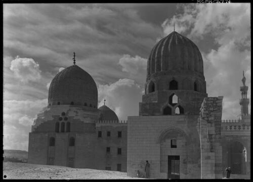 Mosque Mahamed Ali, Cairo [with figures, three domes and a minaret] [picture] : [Cairo, Egypt, World War II] / [Frank Hurley]