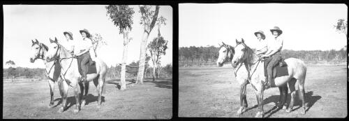 [Unidentified women on horses riding side by side, 2] [picture] / [Frank Hurley]