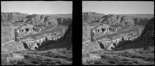 General view looking north [Royal Tombs, Petra] [picture] : [Jordan, World War II] / [Frank Hurley]