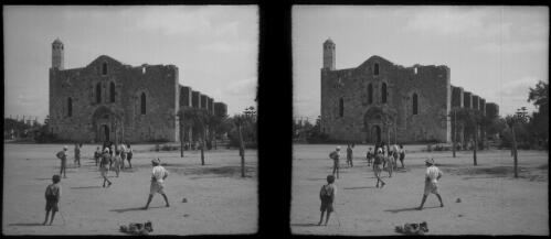 Crusaders Church Tartous [Tartus, children playing in foreground] [picture] : [Syria, World War II] / [Frank Hurley]