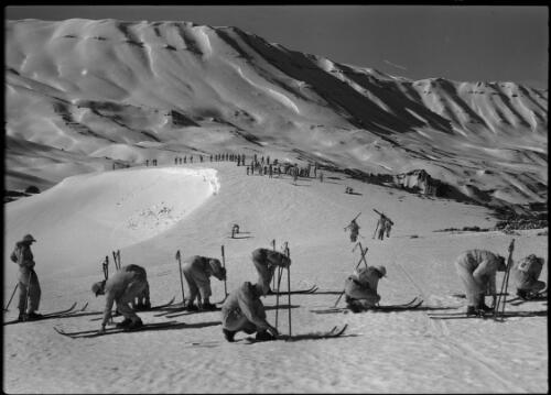 At Cedars, Lebanon [AIF skiers, 1] [picture] : [Lebanon, World War II] / [Frank Hurley]