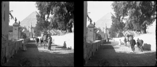 [Street scene, pyramid in background] [picture] : [Egypt, World War II] / [Frank Hurley]
