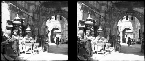 Cairo In the Musky & The Brass bazaar [Brass Bazar Med el Gamil on a sign] [picture] : [Egypt, World War II] / [Frank Hurley]